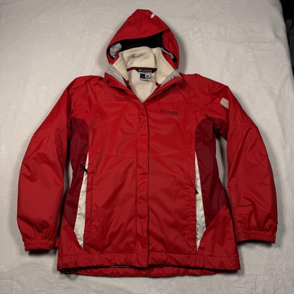 Columbia Jacket Womens Medium Red Interchange 3-in-1 Fleece Hooded Storm Dry Ski - Picture 3 of 16